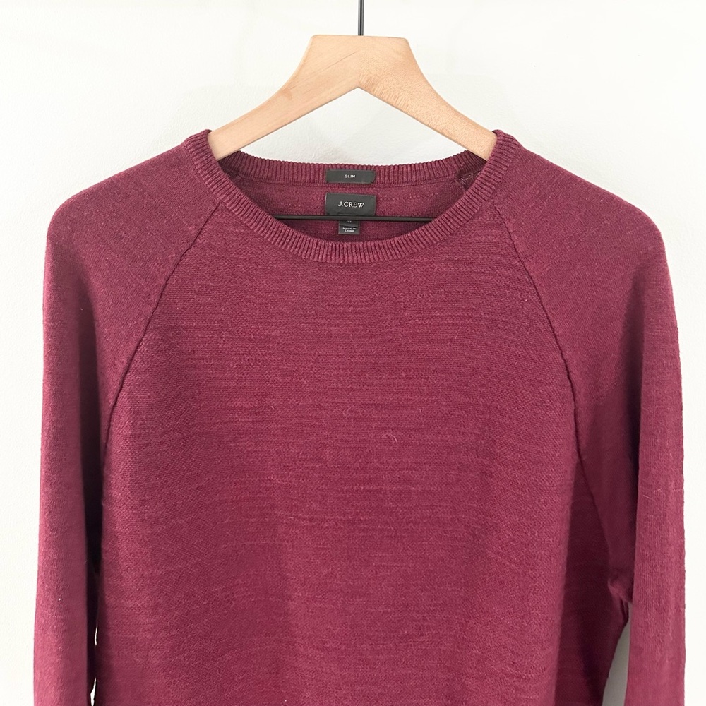 J. Crew Slim Men’s Pullover Burgundy Size Medium - Picture 3 of 6